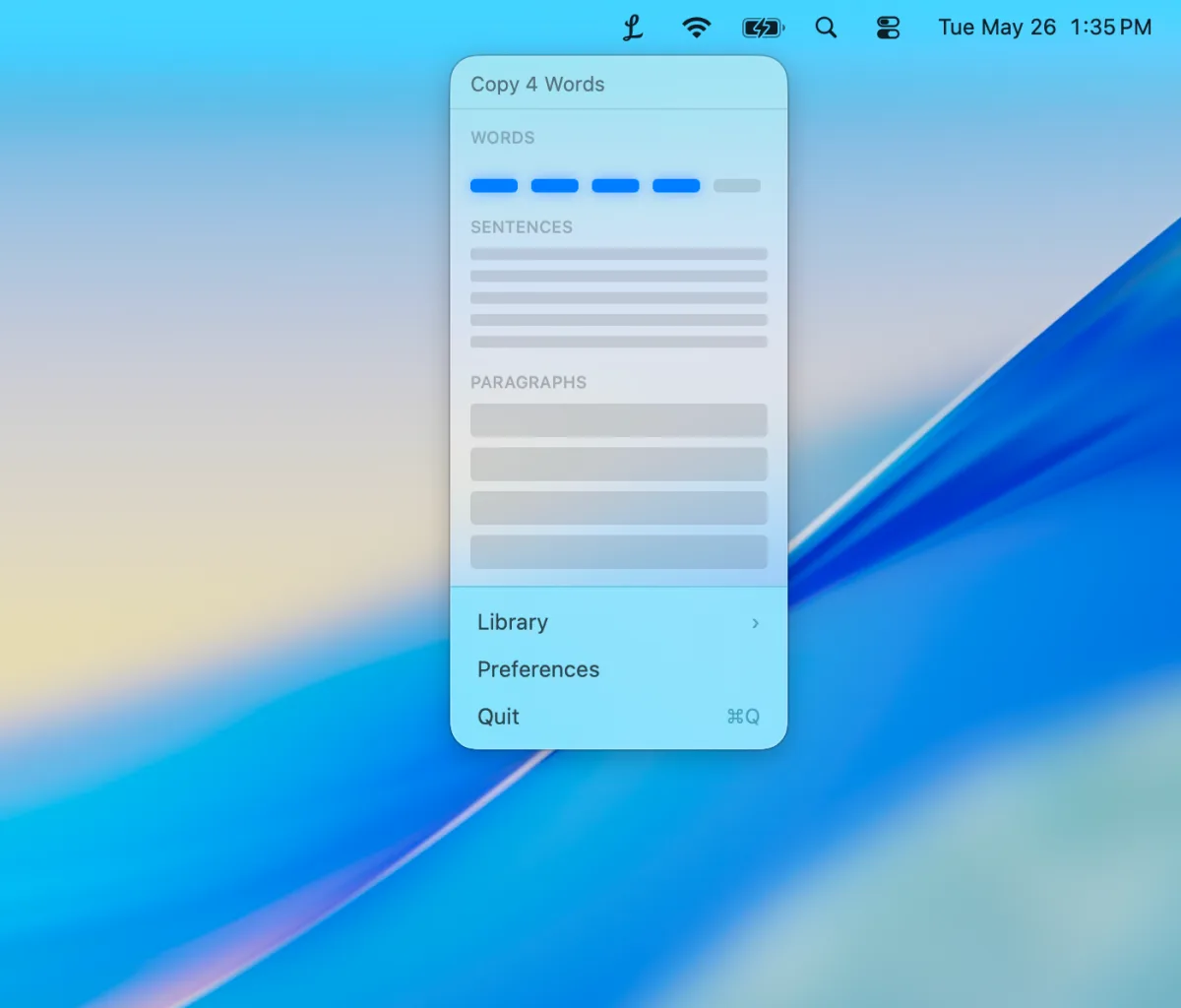 Lil' Ipsum in the menu bar
