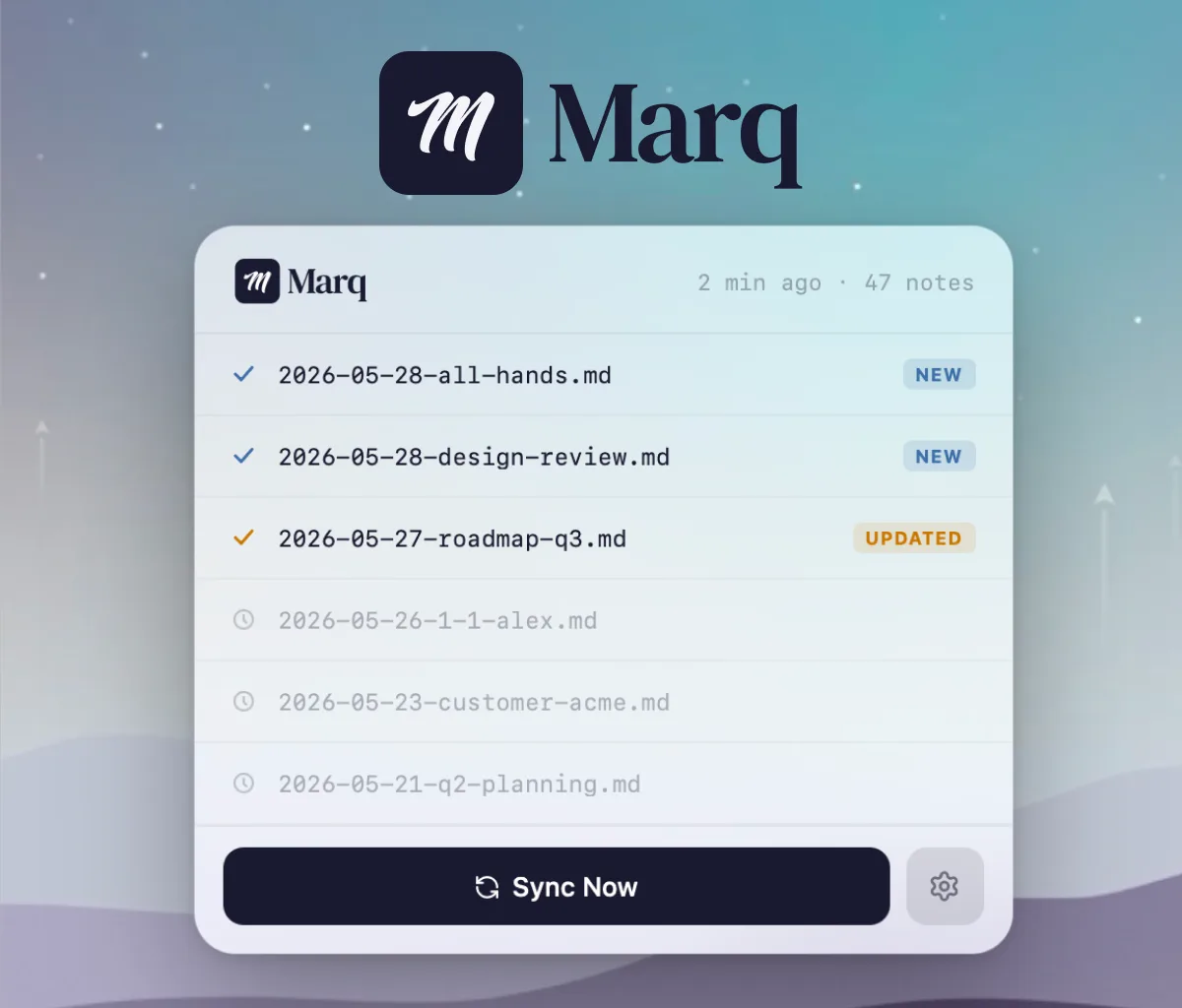 Marq menu-bar popover